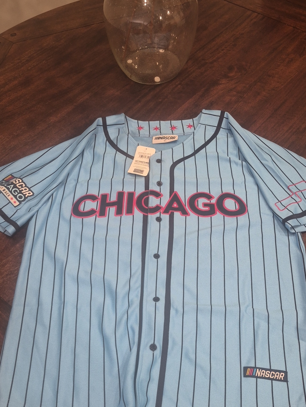 Chicago Adult Mens  Baseball Jersey Top - Light Blue